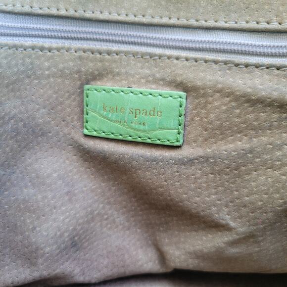 Kate Spade Green Faux Croc Embossed Leather Shoulder Bag | Style 14258 | Gold - Picture 8 of 12